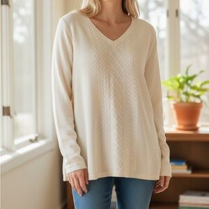 Talbots Ivory V-Neck Sweater